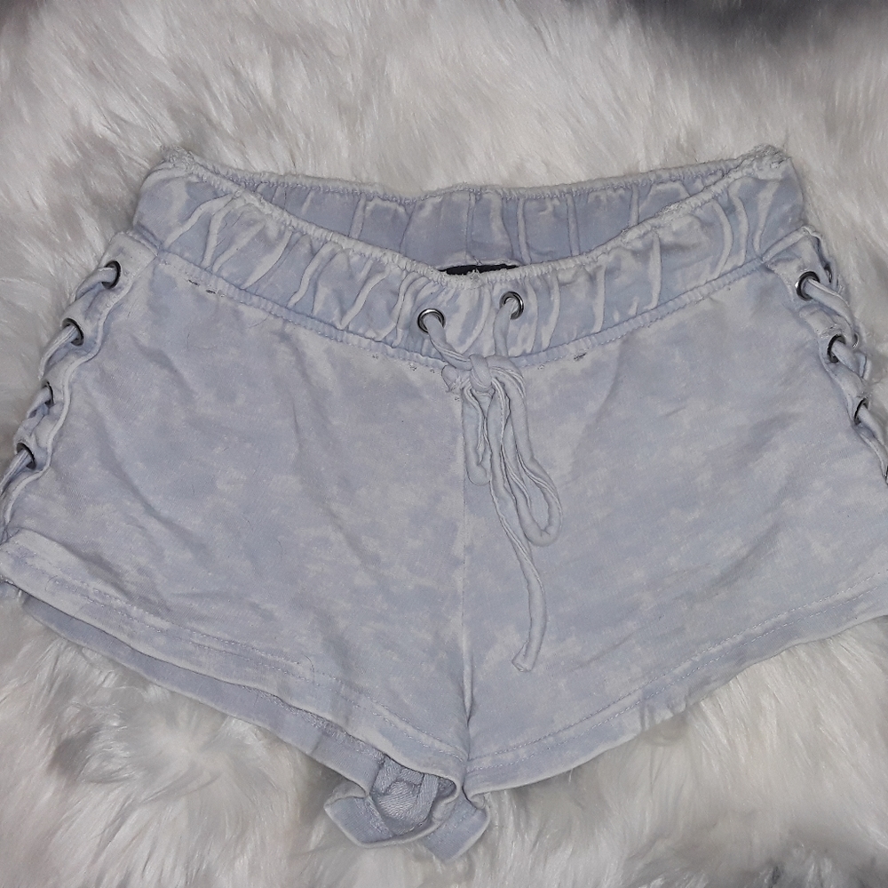 Small Lace up Side Tie blue lounge sweat shorts